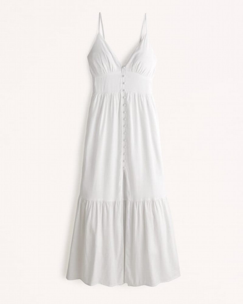 Abercrombie Button-through Maxi Klänning Dam Vita  | 4987-QBLVX