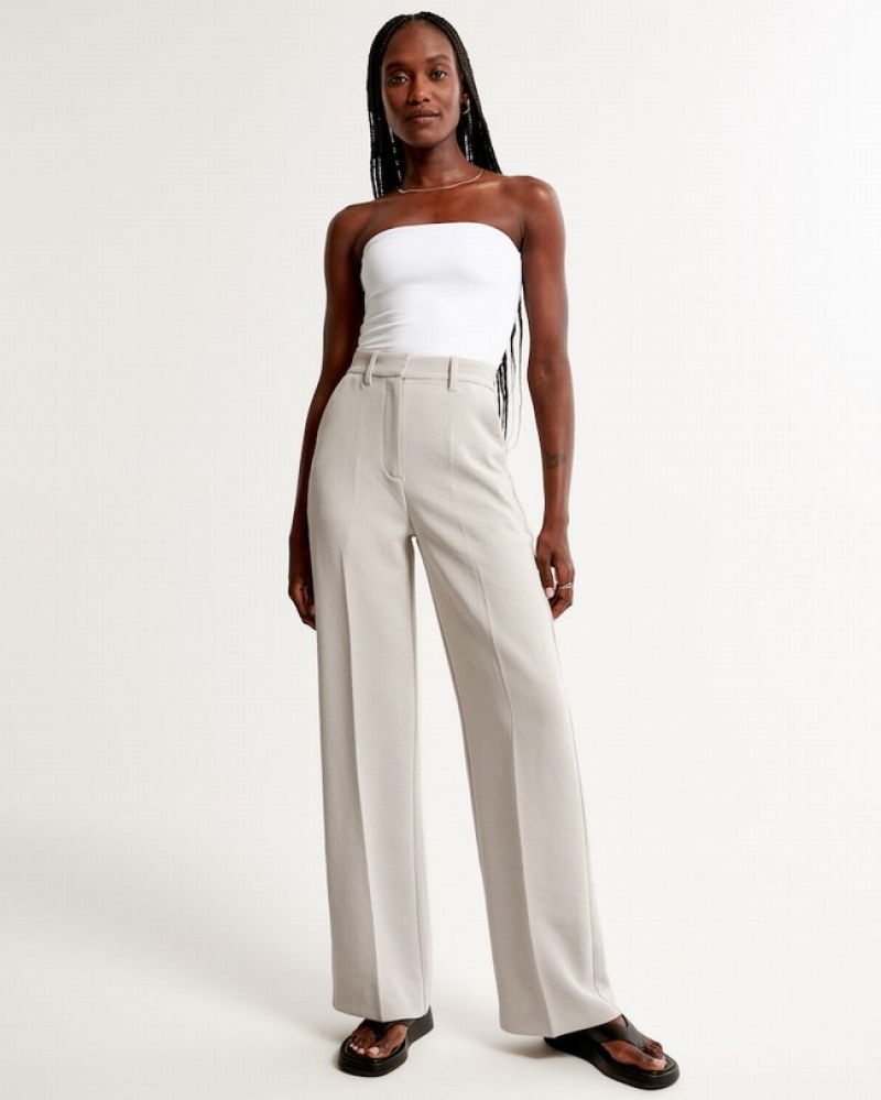 Abercrombie Clean Premium Crepe Wide Leg Byxor Dam Grå  | 5986-GCZMD