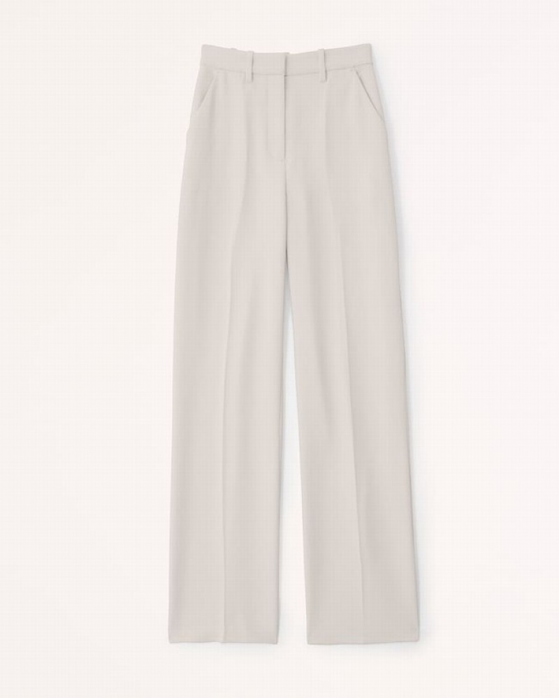 Abercrombie Clean Premium Crepe Wide Leg Byxor Dam Grå  | 5986-GCZMD