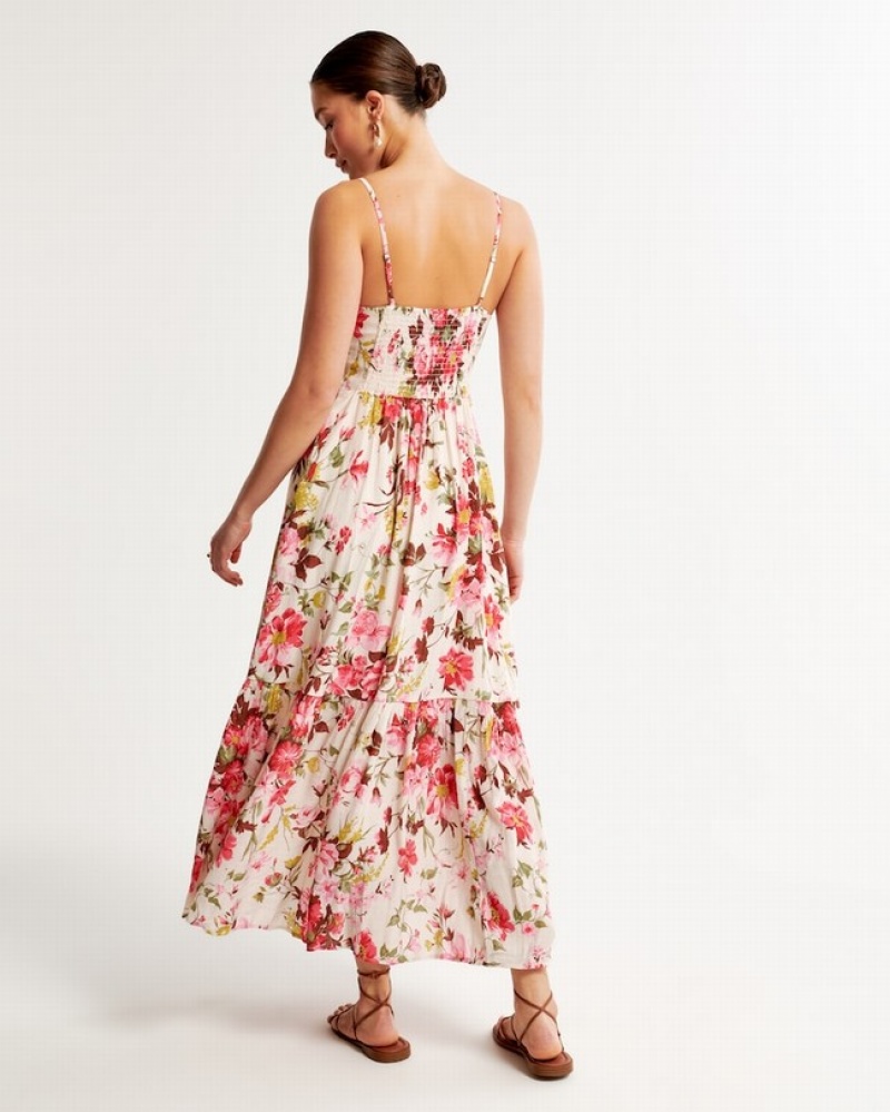 Abercrombie Crinkle Textured Button-through Maxi Klänning Dam Rosa  | 3164-NBIPD