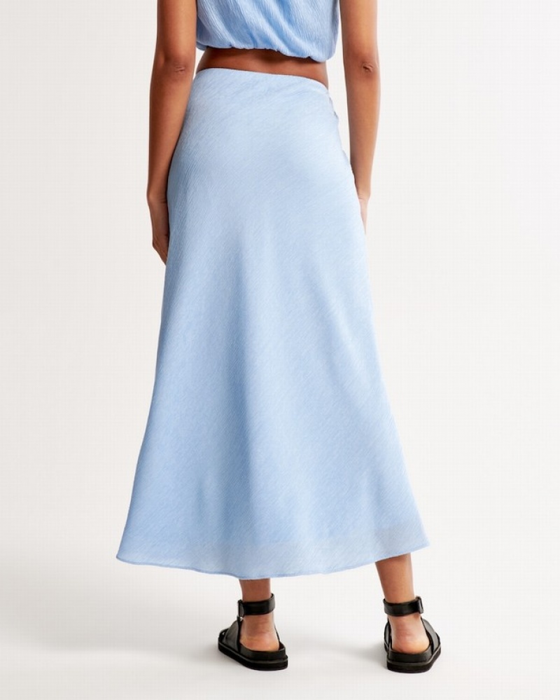 Abercrombie Crinkle Textured Column Maxi Kjolar Dam Blå  | 5041-TAKXC