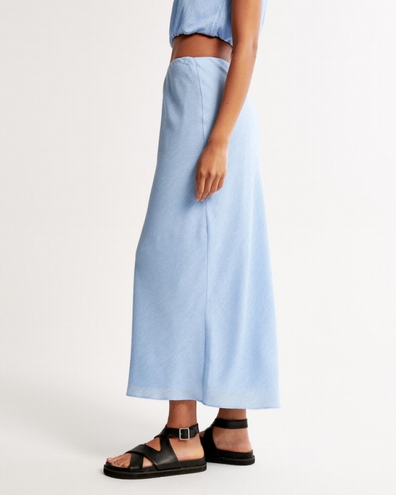 Abercrombie Crinkle Textured Column Maxi Kjolar Dam Blå  | 5041-TAKXC