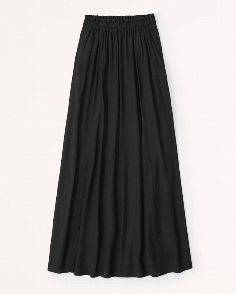 Abercrombie Crinkle Textured Maxi Kjolar Dam Svarta  | 6089-RKEWM