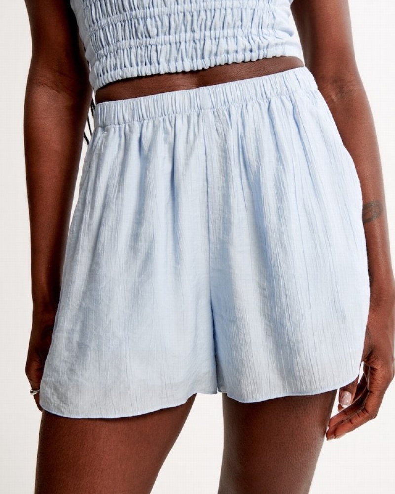 Abercrombie Crinkle Textured Pull-on Shorts Dam Blå  | 6724-LSTVA