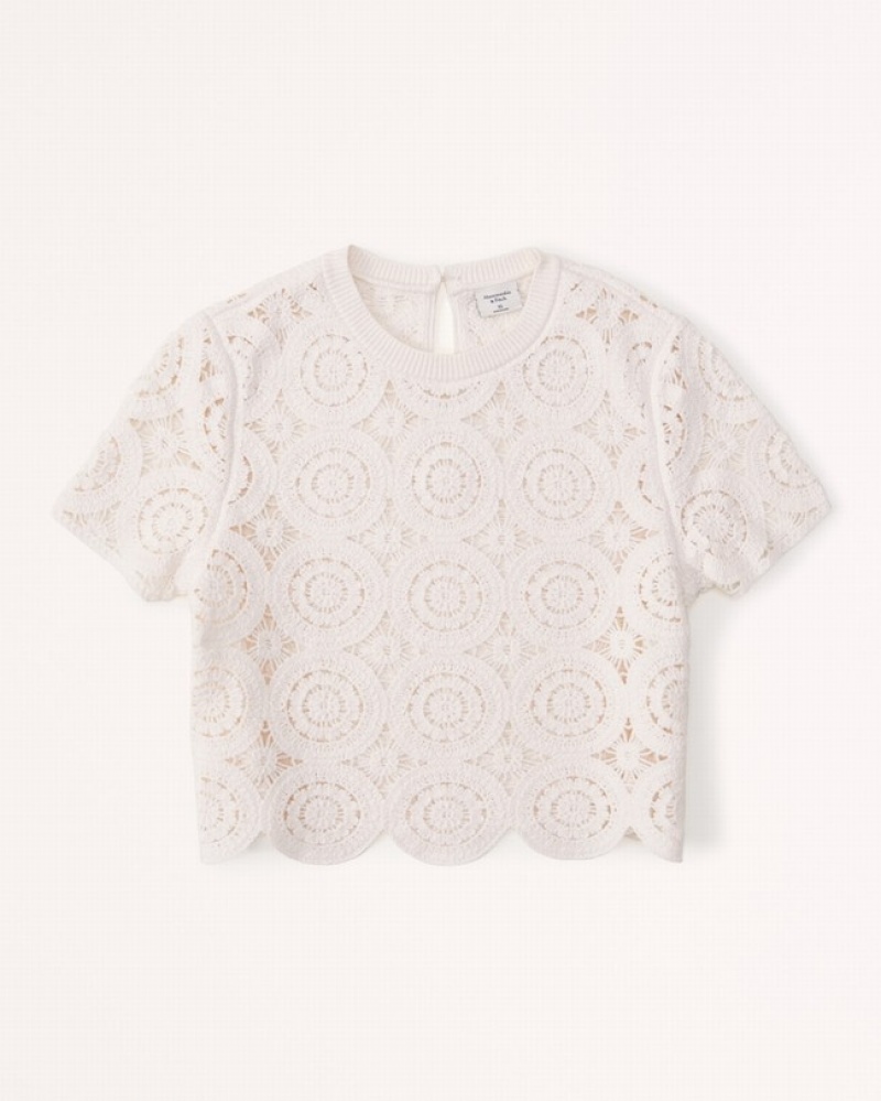 Abercrombie Crochet Mosaic Tile T-shirt Dam Vita  | 7029-TSRNA