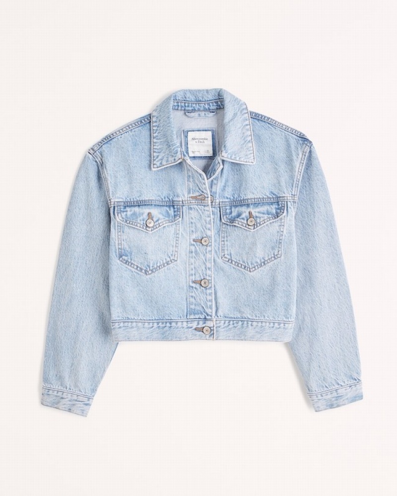 Abercrombie Cropped Drapey Denim Jackor Dam Blå  | 3905-KREVG