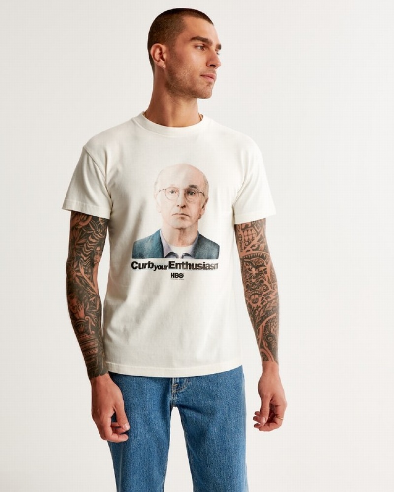 Abercrombie Curb Your Enthusiasm Graphic T-shirt Herr Vita  | 9623-TRNZH