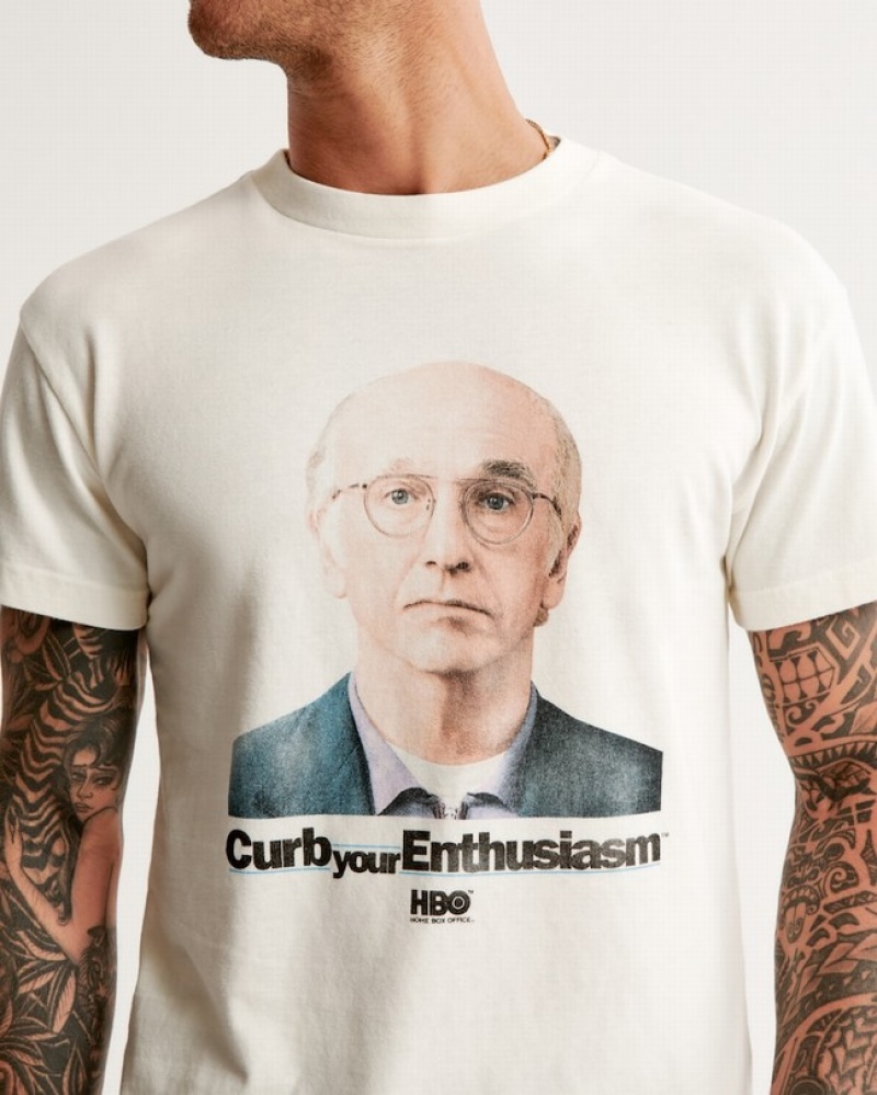 Abercrombie Curb Your Enthusiasm Graphic T-shirt Herr Vita  | 9623-TRNZH