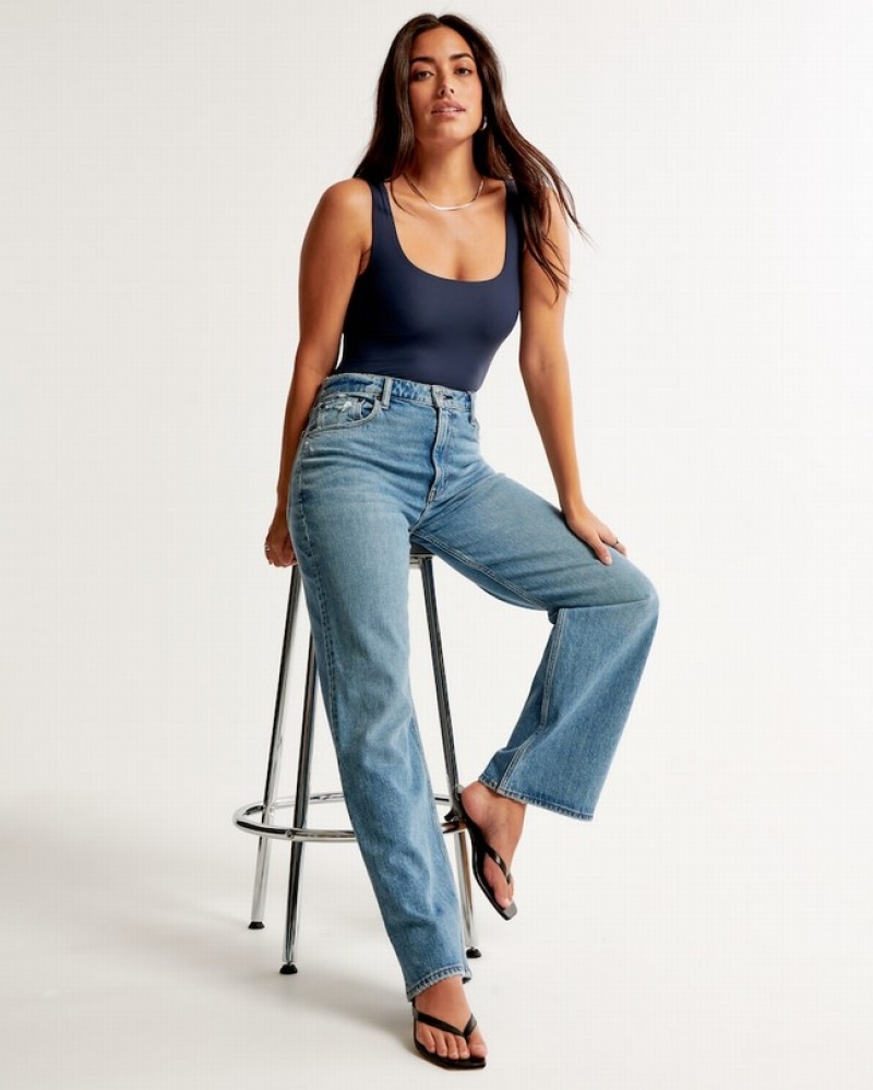 Abercrombie Curve Love High Rise 90s Relaxed Jeans Dam Blå  | 7451-TGIQS