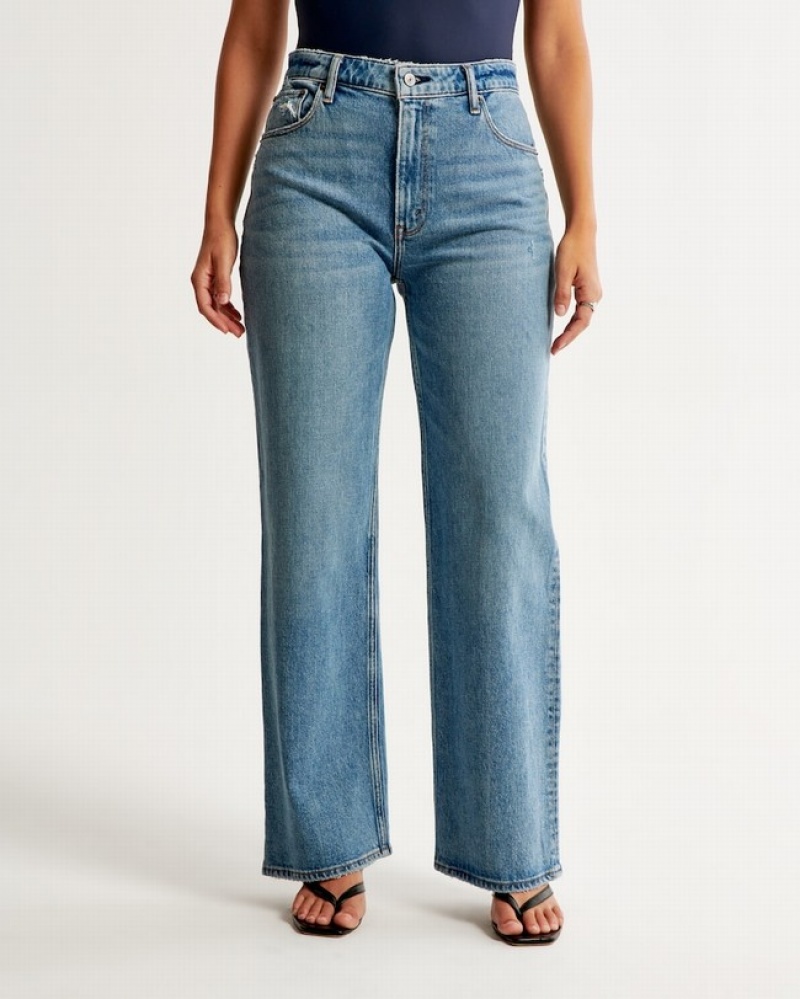 Abercrombie Curve Love High Rise 90s Relaxed Jeans Dam Blå  | 7451-TGIQS