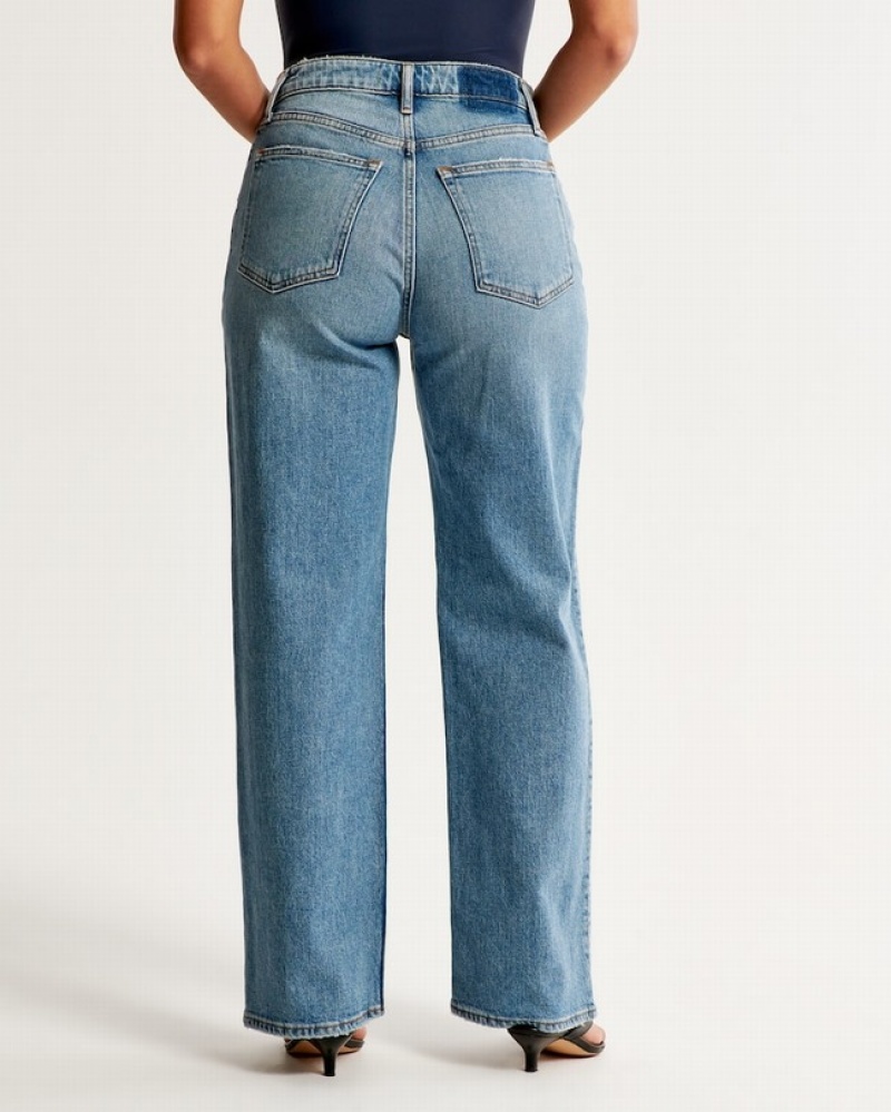 Abercrombie Curve Love High Rise 90s Relaxed Jeans Dam Blå  | 7451-TGIQS