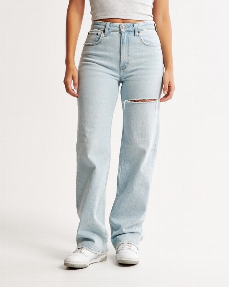 Abercrombie Curve Love High Rise 90s Relaxed Jeans Dam LjusBlå  | 0728-KZSEW