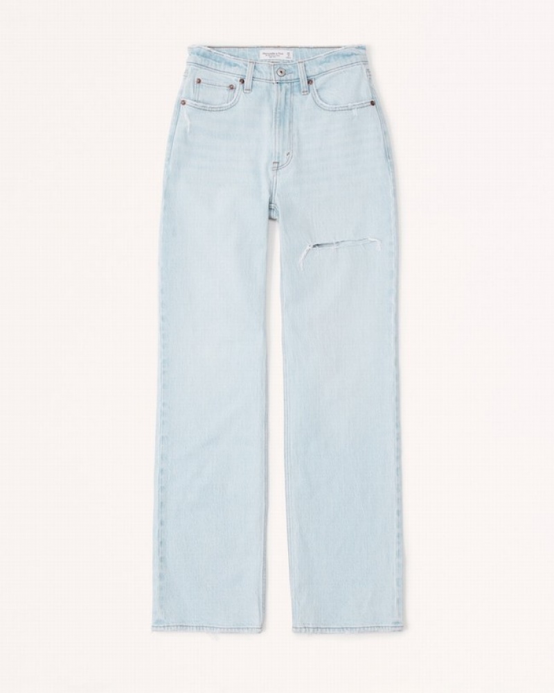 Abercrombie Curve Love High Rise 90s Relaxed Jeans Dam LjusBlå  | 0728-KZSEW