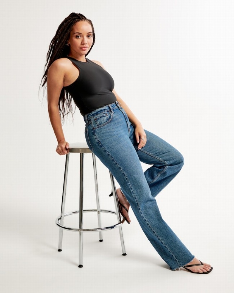 Abercrombie Curve Love High Rise 90s Relaxed Jeans Dam Blå  | 6073-UYVJE