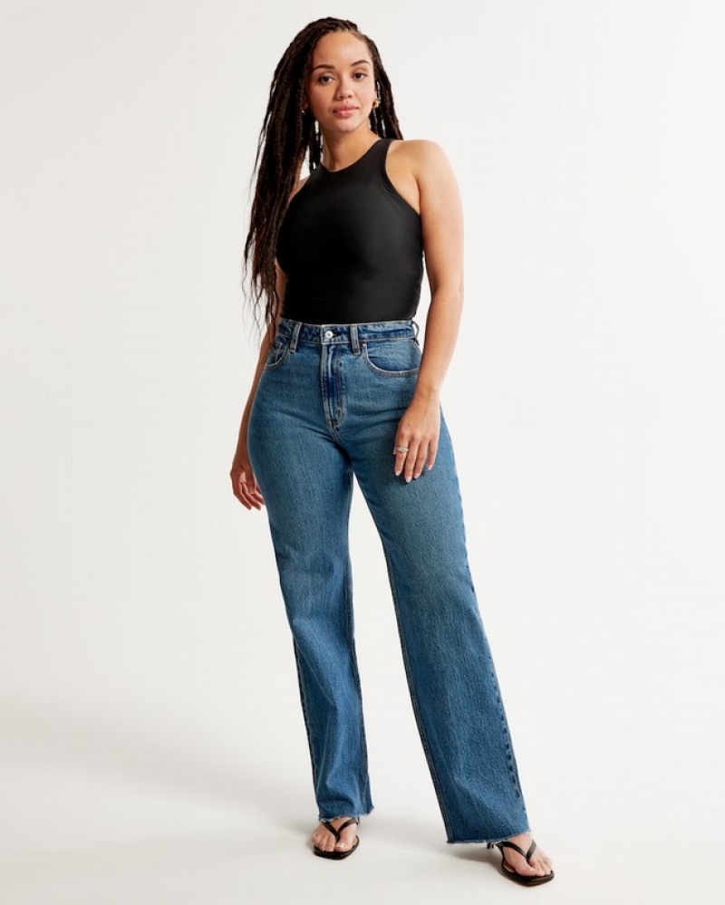 Abercrombie Curve Love High Rise 90s Relaxed Jeans Dam Blå  | 6073-UYVJE