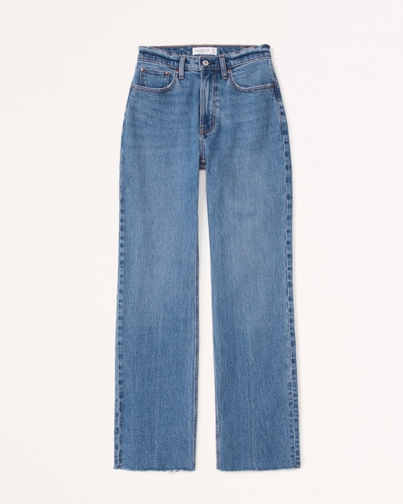 Abercrombie Curve Love High Rise 90s Relaxed Jeans Dam Blå  | 6073-UYVJE