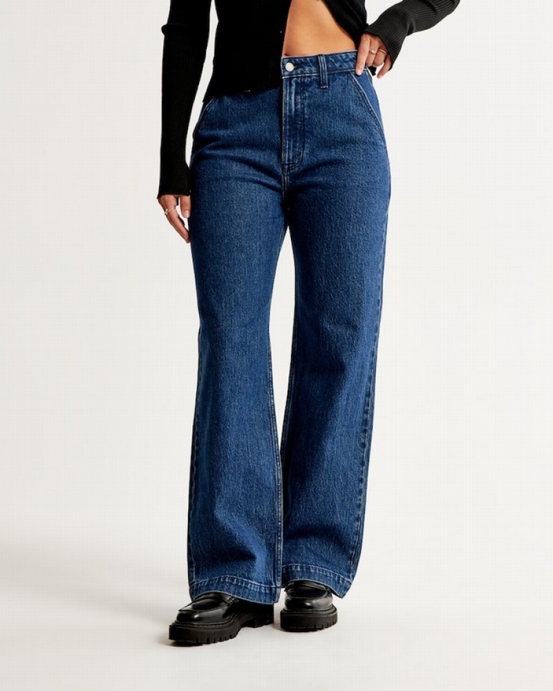 Abercrombie Curve Love High Rise 90s Relaxed Jeans Dam Blå  | 0349-ATCRO