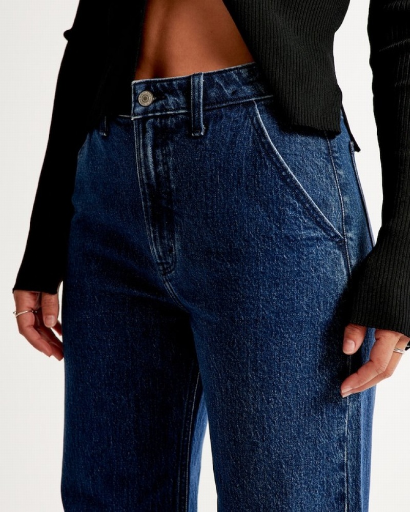 Abercrombie Curve Love High Rise 90s Relaxed Jeans Dam Blå  | 0349-ATCRO