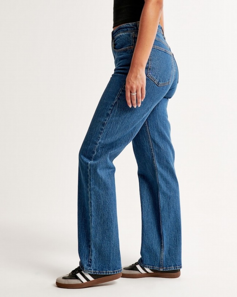 Abercrombie Curve Love High Rise 90s Relaxed Jeans Dam Blå  | 6784-UWDEQ