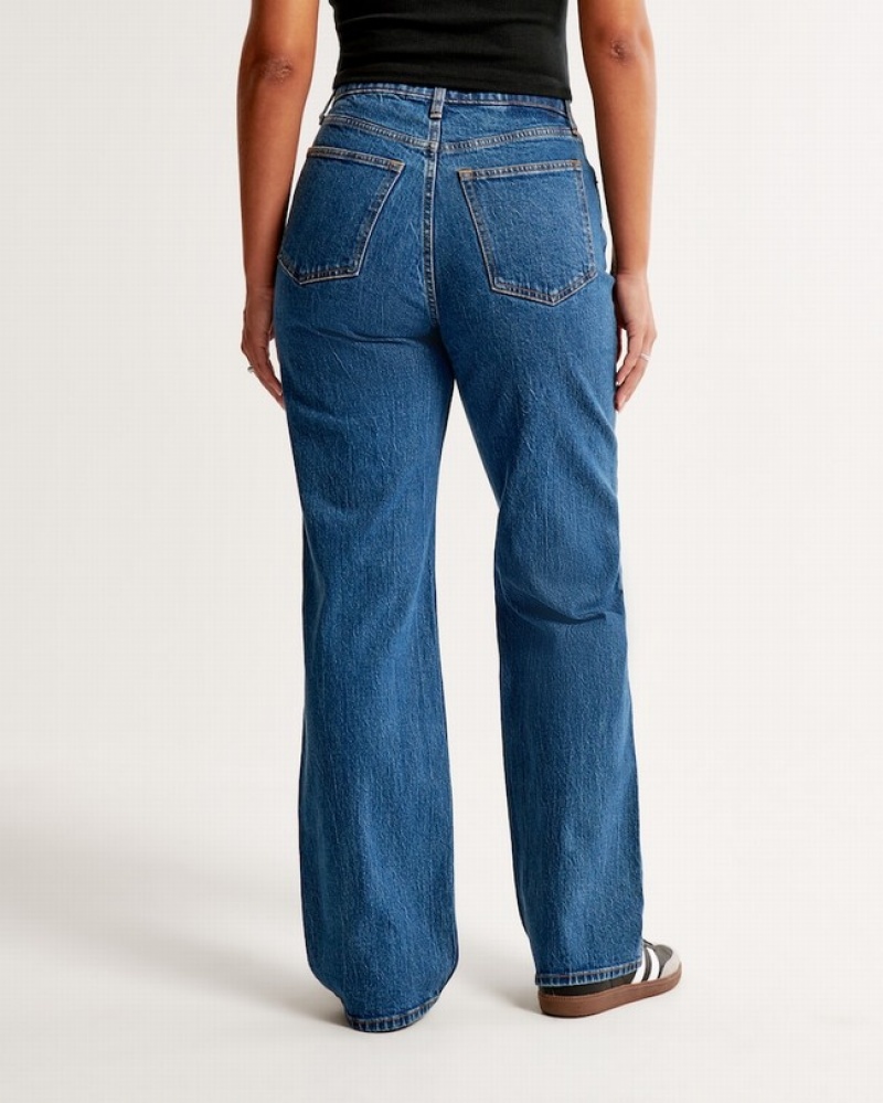 Abercrombie Curve Love High Rise 90s Relaxed Jeans Dam Blå  | 6784-UWDEQ