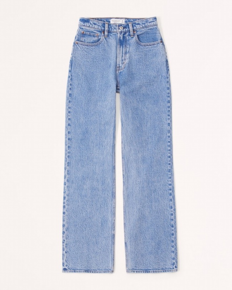 Abercrombie Curve Love High Rise 90s Relaxed Jeans Dam Blå  | 6984-OWLMC