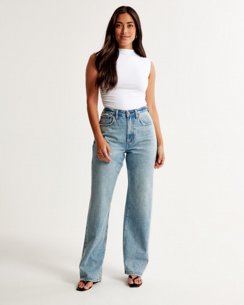 Abercrombie Curve Love High Rise Loose Jeans Dam LjusBlå  | 1860-VXFMZ