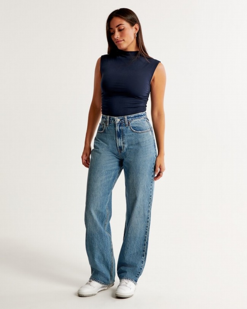 Abercrombie Curve Love High Rise Loose Jeans Dam LjusBlå  | 1527-YCOQG