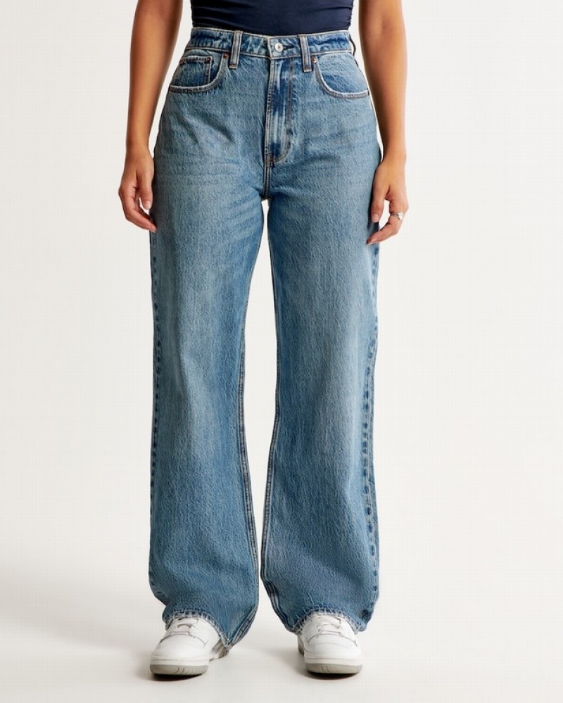 Abercrombie Curve Love High Rise Loose Jeans Dam LjusBlå  | 1527-YCOQG