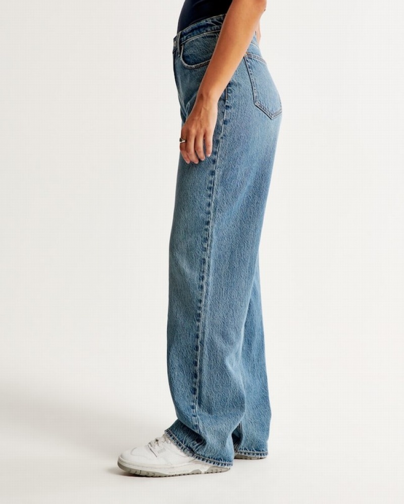 Abercrombie Curve Love High Rise Loose Jeans Dam LjusBlå  | 1527-YCOQG