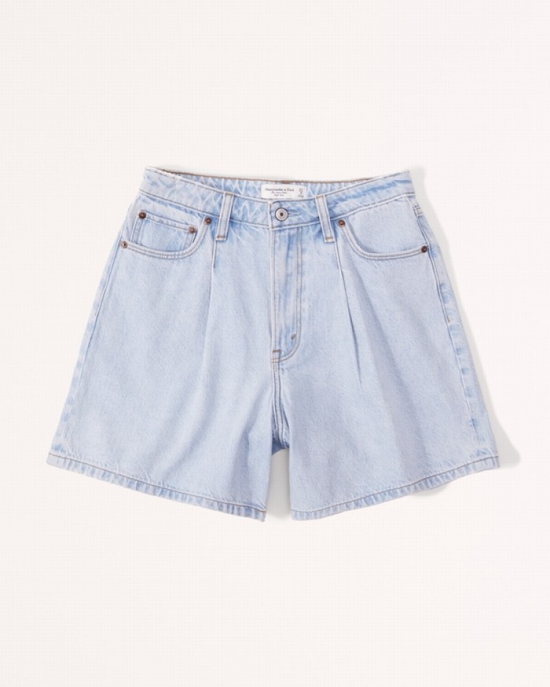 Abercrombie Curve Love High Rise Loose Shorts Dam LjusTvätt  | 3485-UFQYR