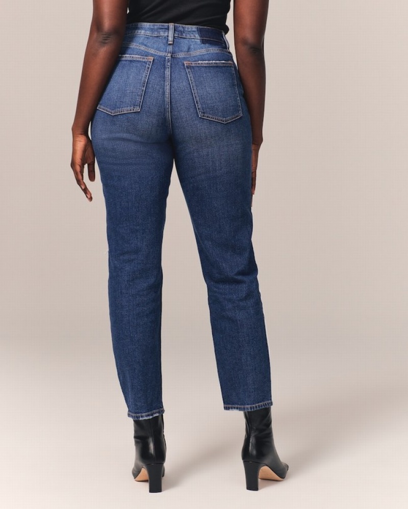 Abercrombie Curve Love High Rise Mom Jeans Dam Blå  | 9420-MQJBD