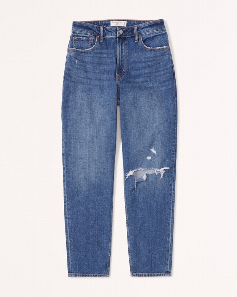 Abercrombie Curve Love High Rise Mom Jeans Dam Blå  | 9420-MQJBD