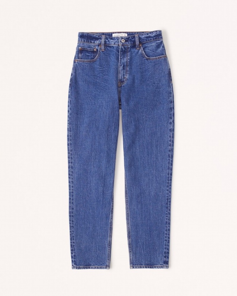 Abercrombie Curve Love High Rise Mom Jeans Dam Blå  | 7053-FNGLY