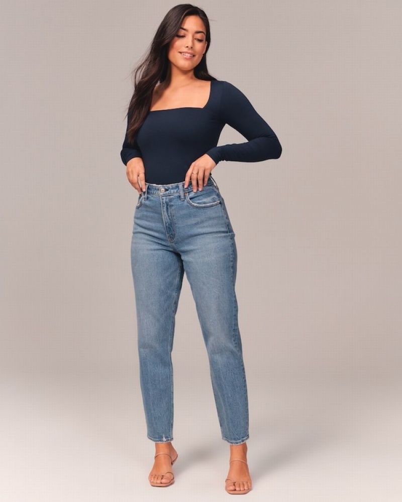 Abercrombie Curve Love High Rise Mom Jeans Dam LjusBlå  | 7540-FKBIS