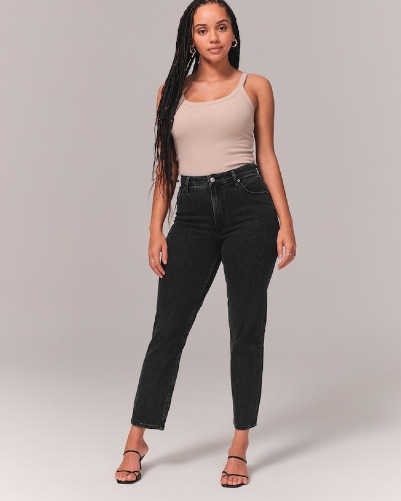 Abercrombie Curve Love High Rise Mom Jeans Dam Svarta  | 8594-OHYVX