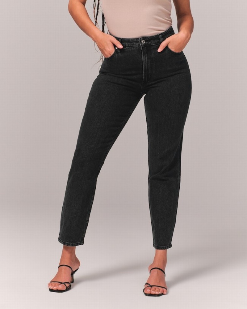 Abercrombie Curve Love High Rise Mom Jeans Dam Svarta  | 8594-OHYVX