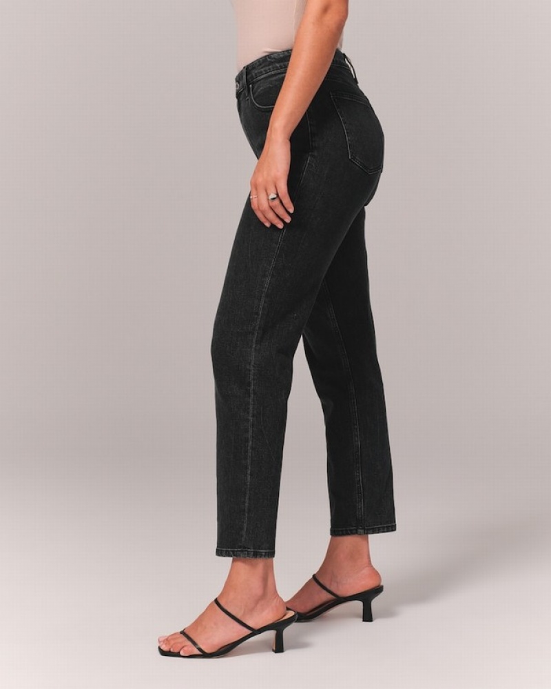 Abercrombie Curve Love High Rise Mom Jeans Dam Svarta  | 8594-OHYVX