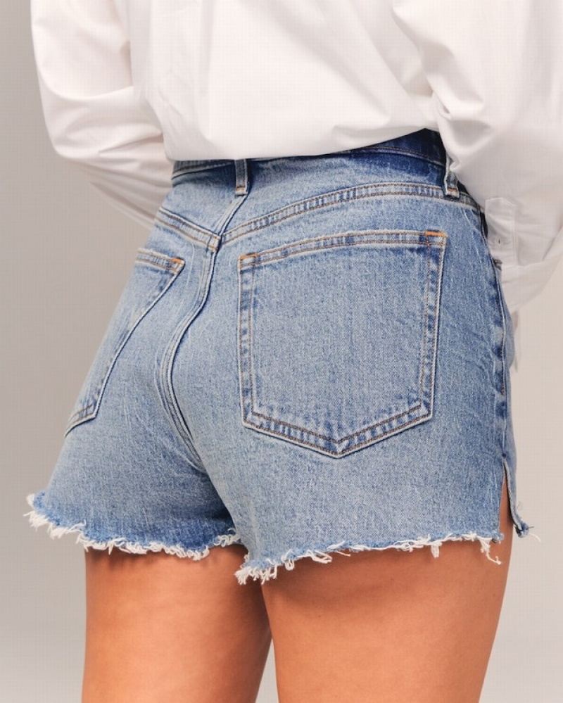 Abercrombie Curve Love High Rise Mom Shorts Dam Blå  | 3258-SBNJQ