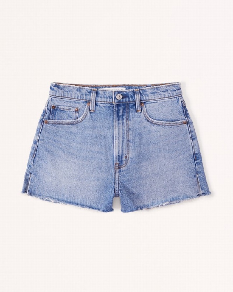 Abercrombie Curve Love High Rise Mom Shorts Dam Blå  | 3258-SBNJQ