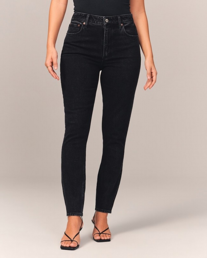 Abercrombie Curve Love High Rise Skinny Jeans Dam Svarta  | 8761-IUFTP