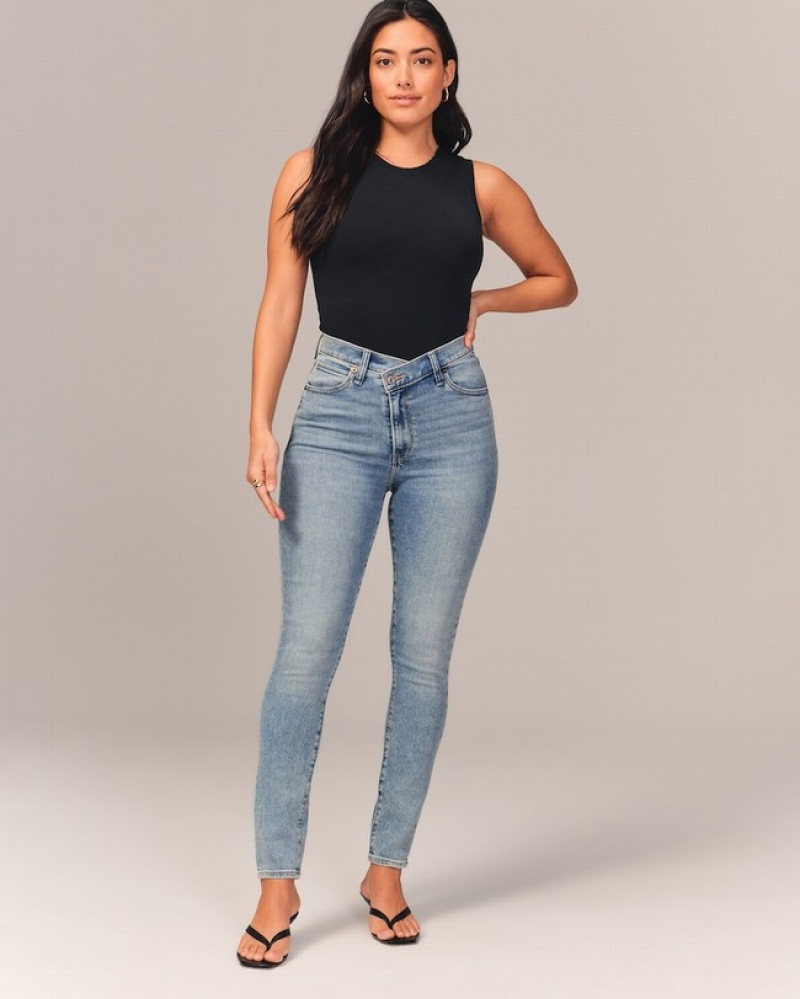 Abercrombie Curve Love High Rise Super Skinny Ankle Jeans Dam LjusBlå  | 8921-NWOMS