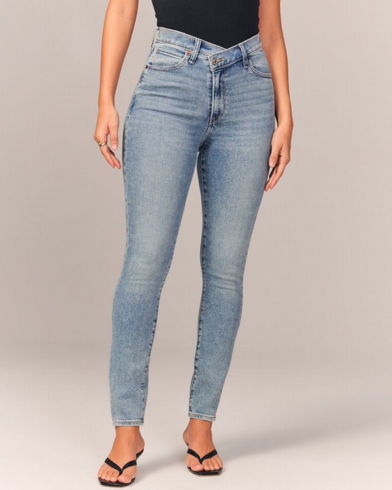 Abercrombie Curve Love High Rise Super Skinny Ankle Jeans Dam LjusBlå  | 8921-NWOMS