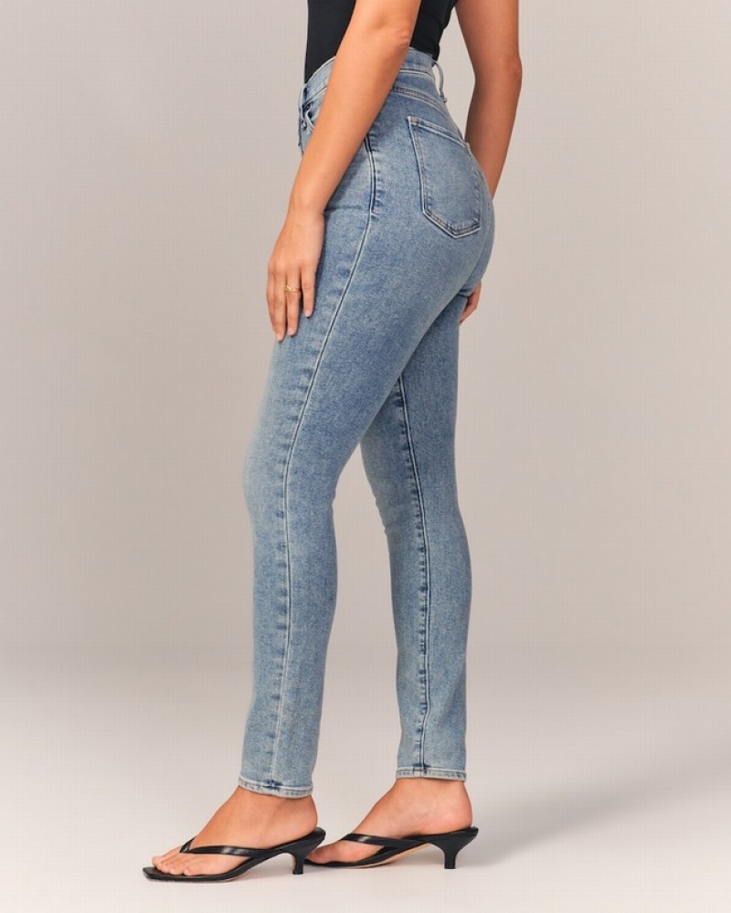 Abercrombie Curve Love High Rise Super Skinny Ankle Jeans Dam LjusBlå  | 8921-NWOMS