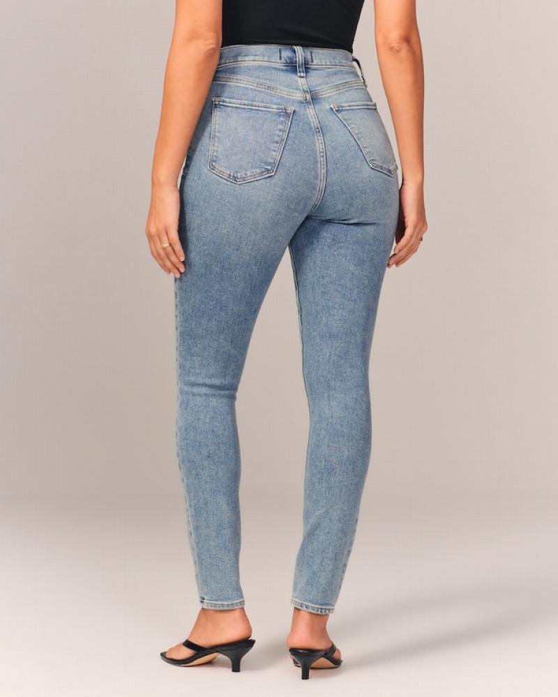 Abercrombie Curve Love High Rise Super Skinny Ankle Jeans Dam LjusBlå  | 8921-NWOMS