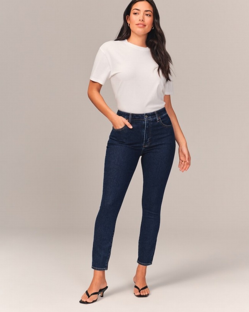 Abercrombie Curve Love High Rise Super Skinny Ankle Jeans Dam Marinblå  | 7605-AYUQV