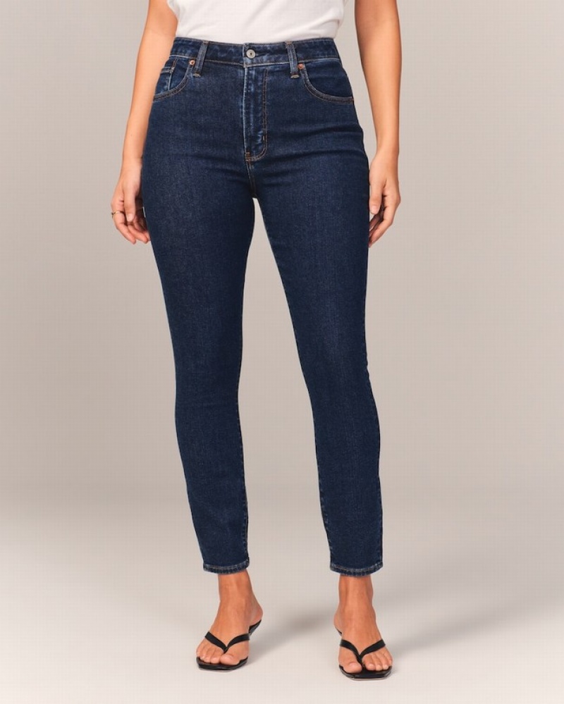 Abercrombie Curve Love High Rise Super Skinny Ankle Jeans Dam Marinblå  | 7605-AYUQV