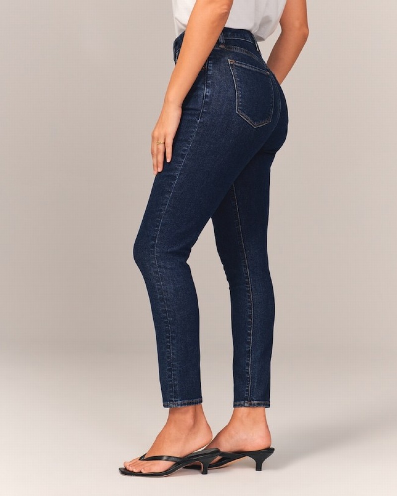 Abercrombie Curve Love High Rise Super Skinny Ankle Jeans Dam Marinblå  | 7605-AYUQV