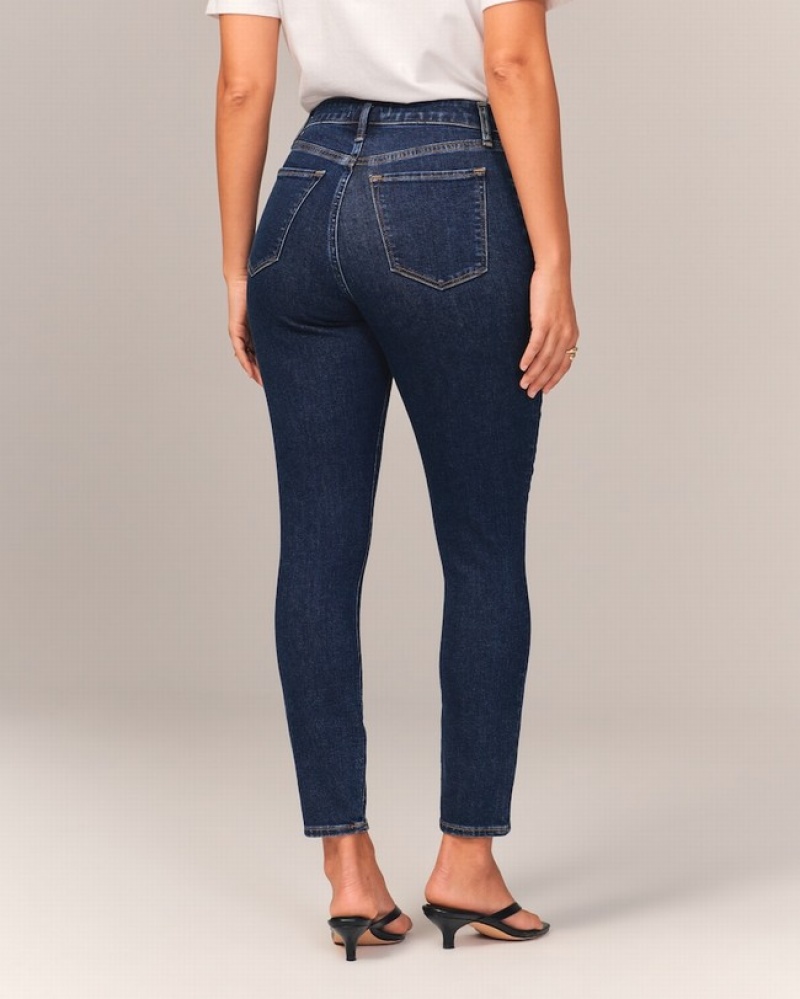 Abercrombie Curve Love High Rise Super Skinny Ankle Jeans Dam Marinblå  | 7605-AYUQV