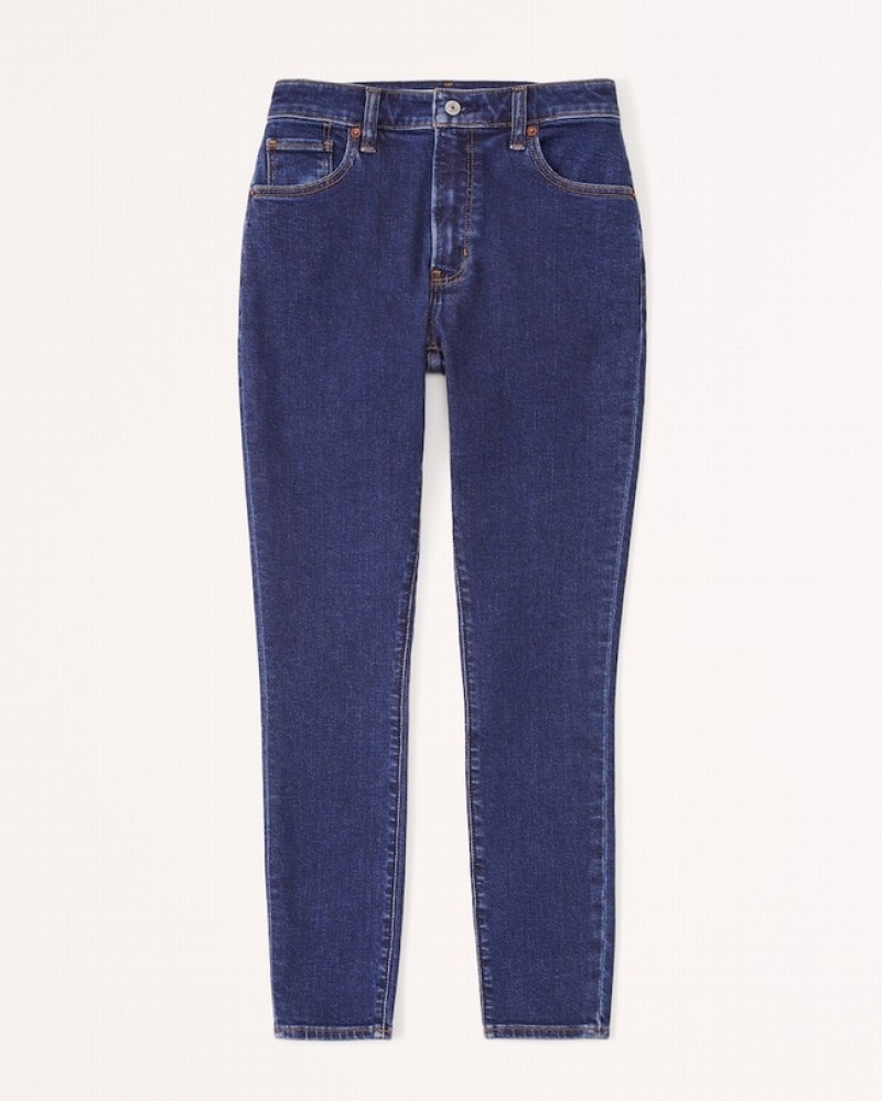 Abercrombie Curve Love High Rise Super Skinny Ankle Jeans Dam Marinblå  | 7605-AYUQV