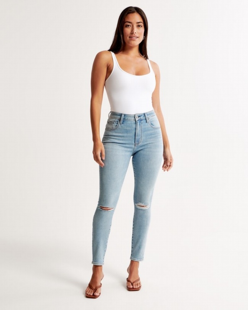 Abercrombie Curve Love High Rise Super Skinny Ankle Jeans Dam LjusBlå  | 2851-LHRIX